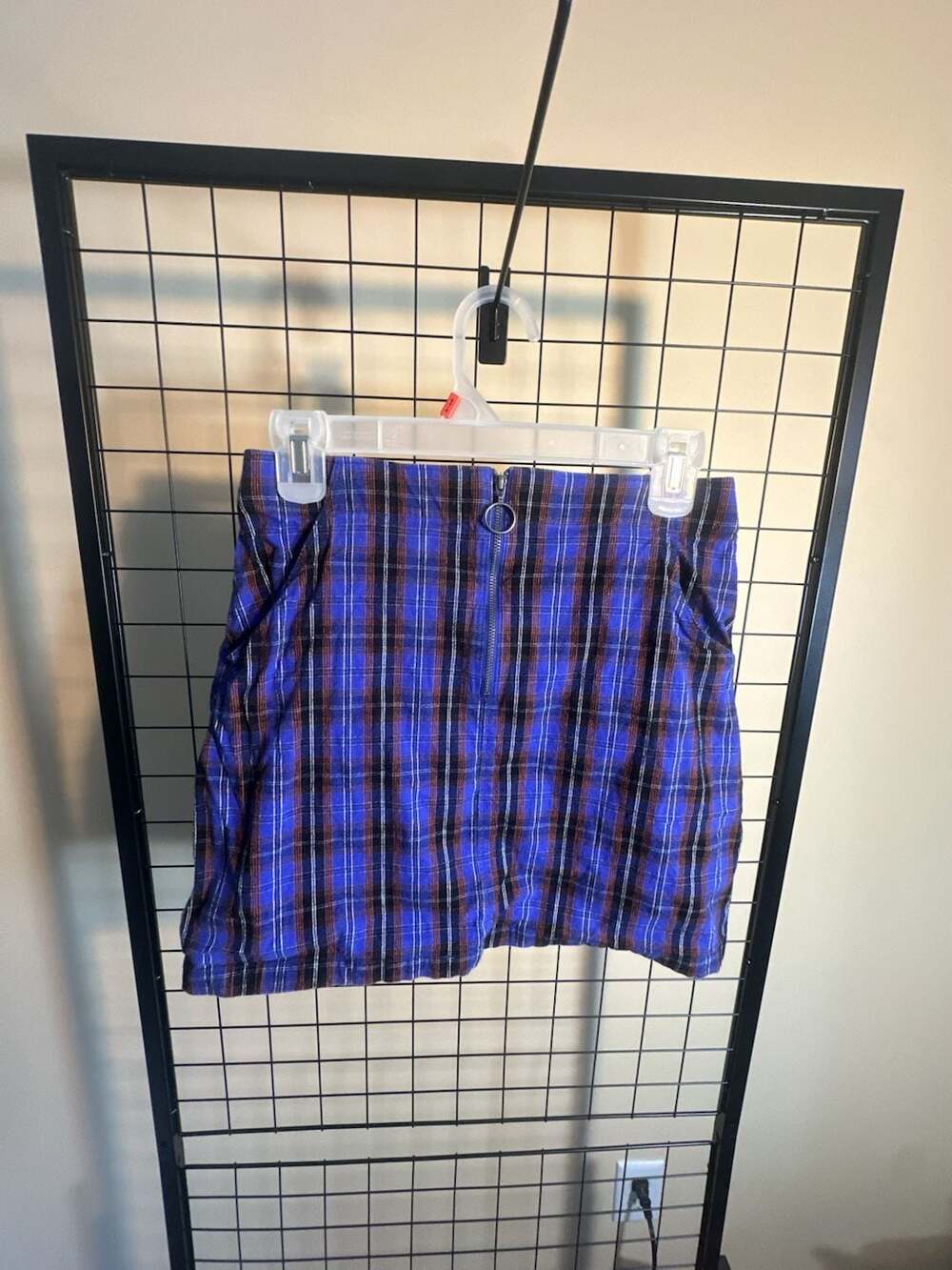 Hollister Ultra High-Rise Blue Plaid Tartan Zip Front Mini Skirt Size S